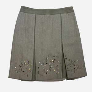 NEW Pleated Wool Blend Skirt Beaded Sequins 10P Academia Preppy Office MSRP$69